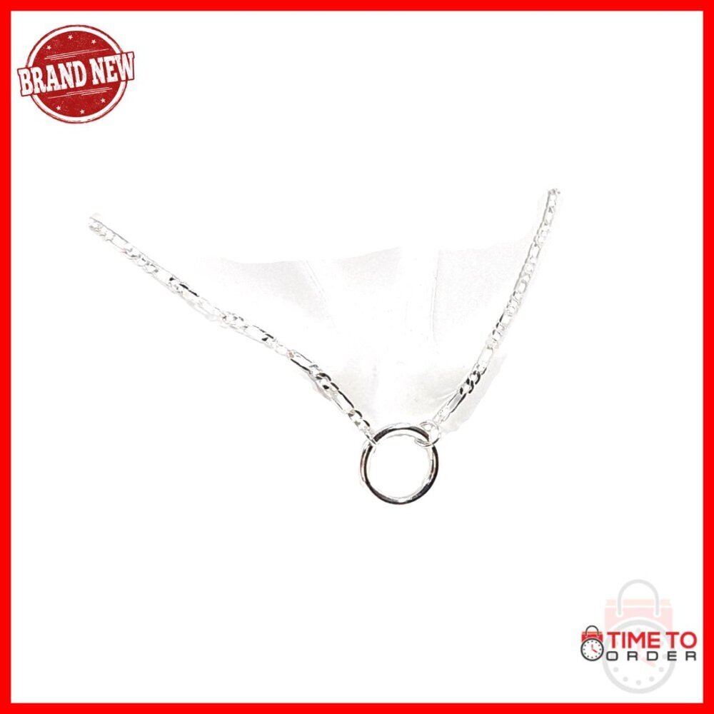 Tiny 0.5" Sterling Silver O-Ring Choker Necklace Unisex Delicate Locking
